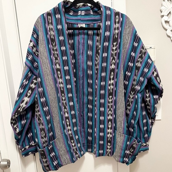 los artesanos Other - LOS ARTESANOS DE SAN JUAN Vintage Handwoven Native Print Open Woven Jacket XL
